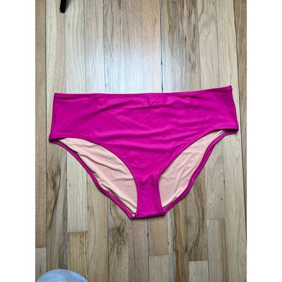 NWT J. Crew High Rise Full Coverage Pink Fuchsia Bikini Bottom Women's 3X BM426 - Picture 1 of 6